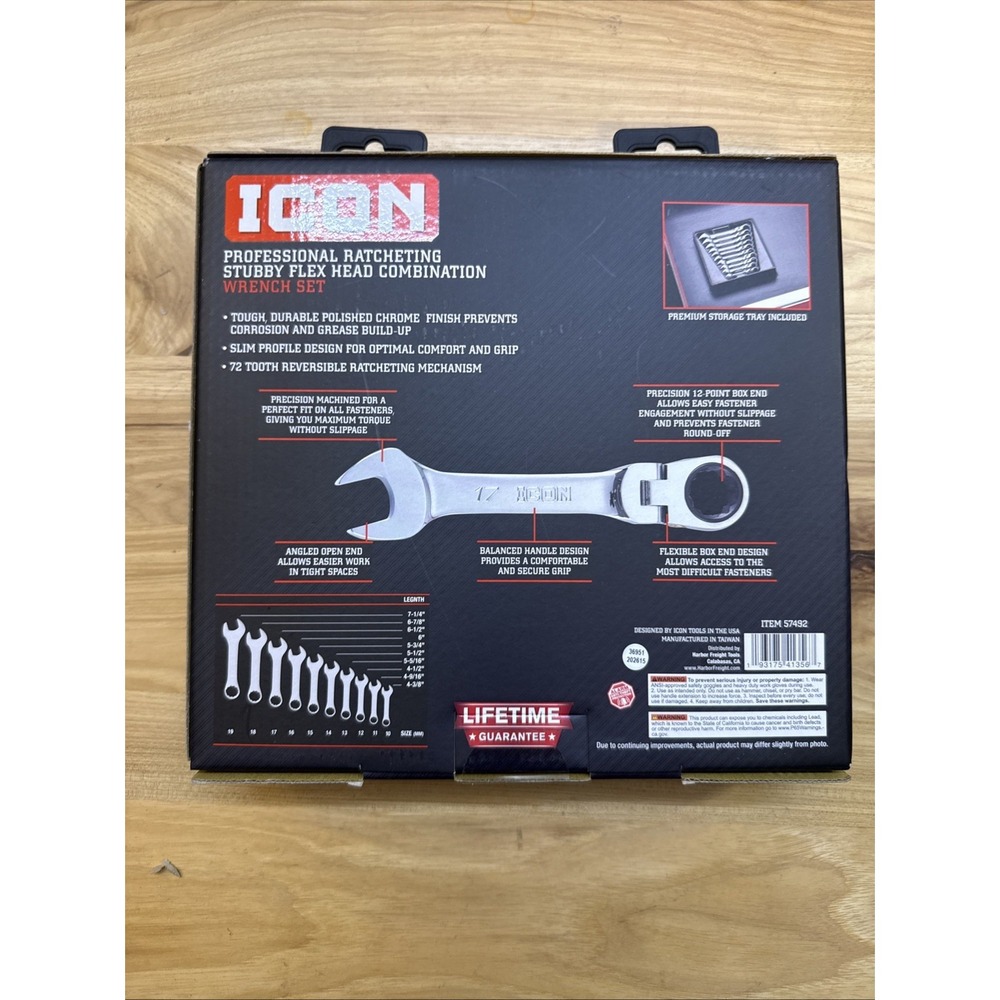 Icon Tools Ratcheting Wrench Set Bundle Of 2 - Stubby Flex, Stubby Ratcheting - Picture 3 of 8